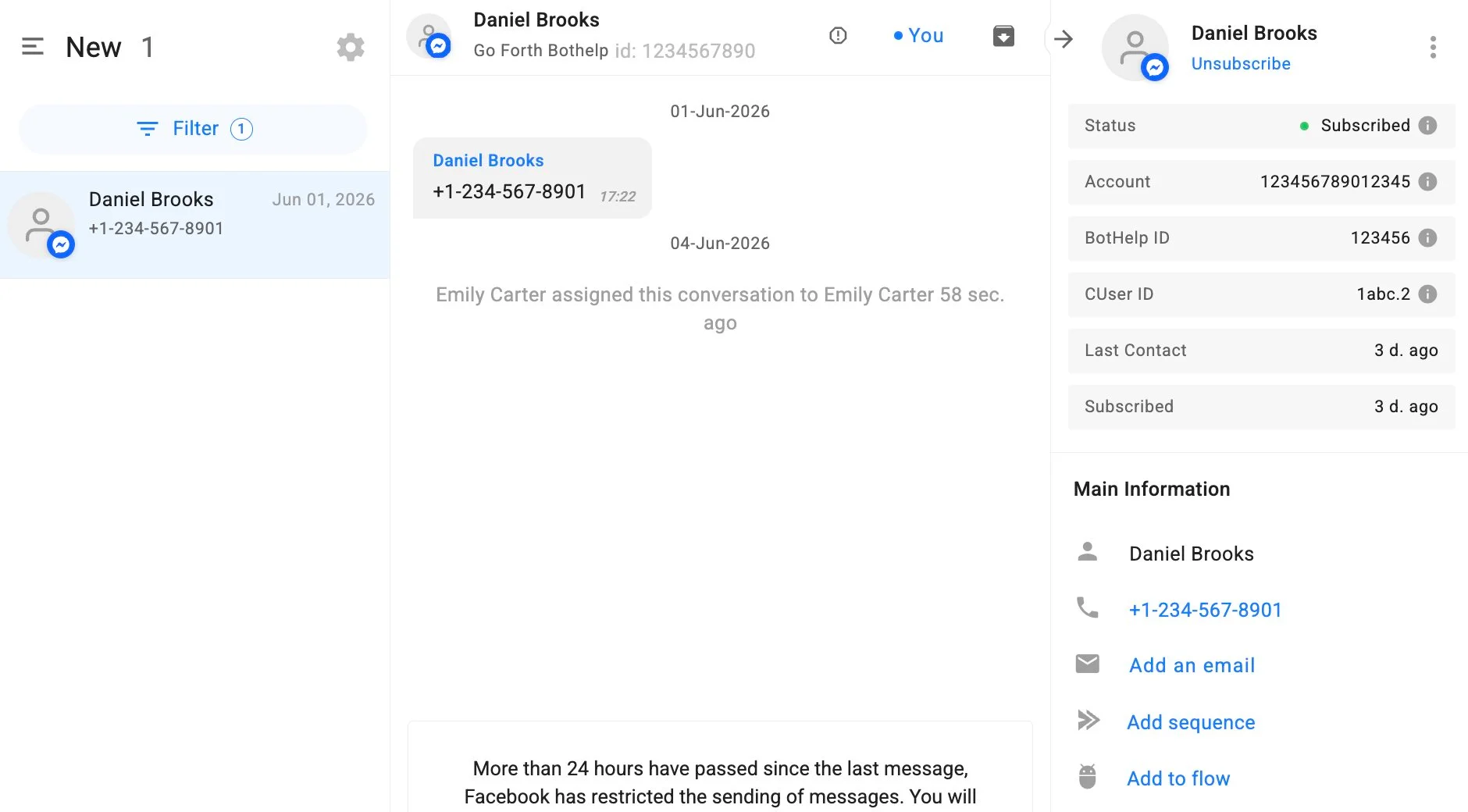 Managing Messenger conversations in BotHelp Dialogs