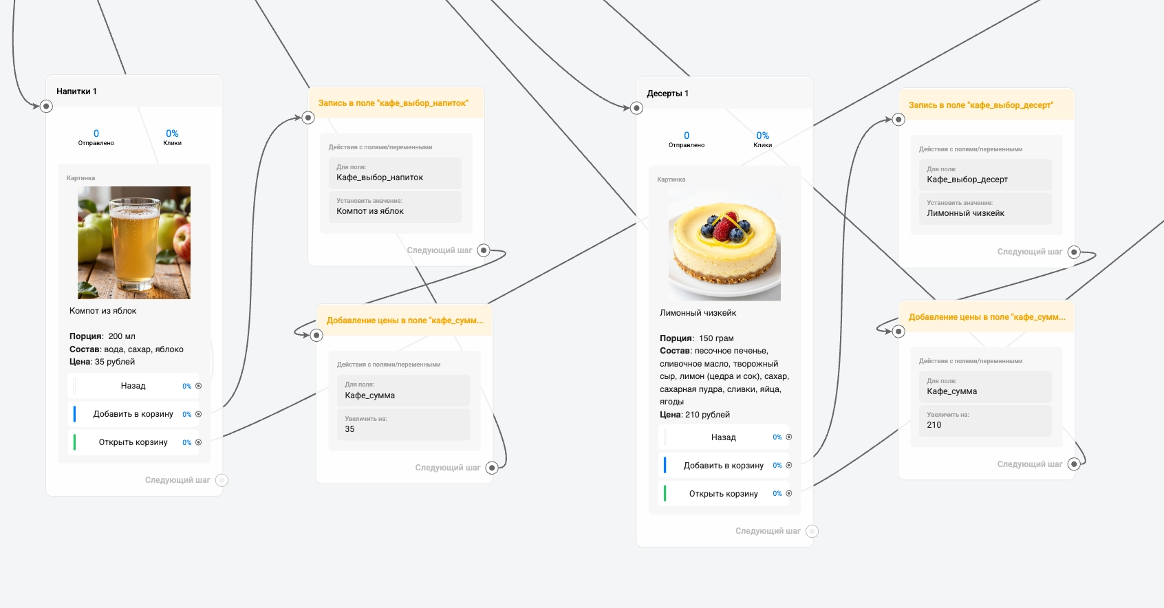 Интерфейс конструктора BotHelp для создания чат-бота без кода
